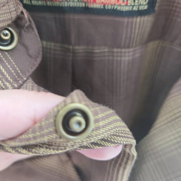 Dixxon The Wyatt Brown Plaid Bamboo Blend Button Down Long Shirt XL - Picture 5 of 13